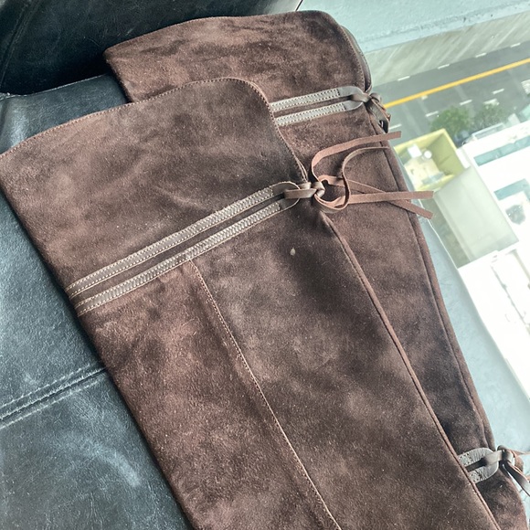 Made in Italy Kenneth Cole Brown Suede Boots trimmed in leather and tassels - Picture 13 of 17